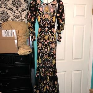 asos edition floral embroidered maxi dress with open back